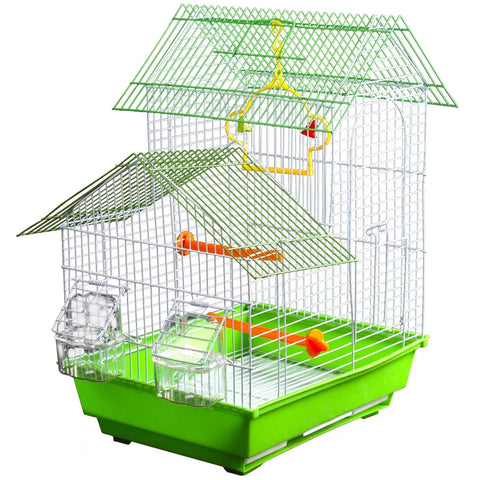 Two Roof Bird Cage Parakeet House Parrot Home